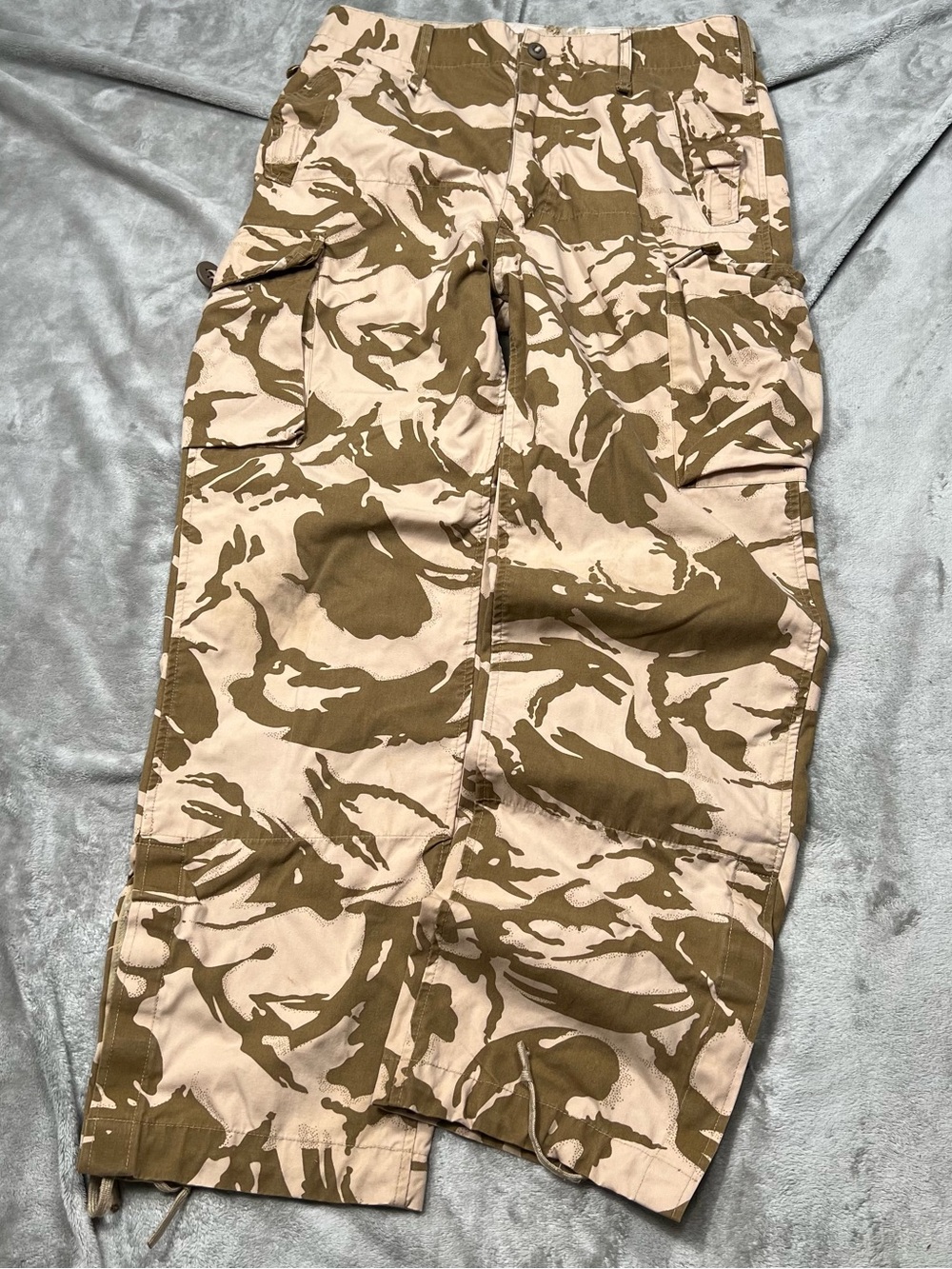 British Army Desert Combat Windproof Trousers Mens 32x30 Brown Cargo Baggy Pants